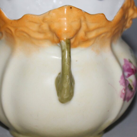 Ornate Lionhead Porcelain Jardiniere | Victorian Era Cache Pot - Picture 4 of 9